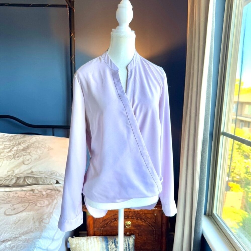 Lilac Draped V Neck Blouse